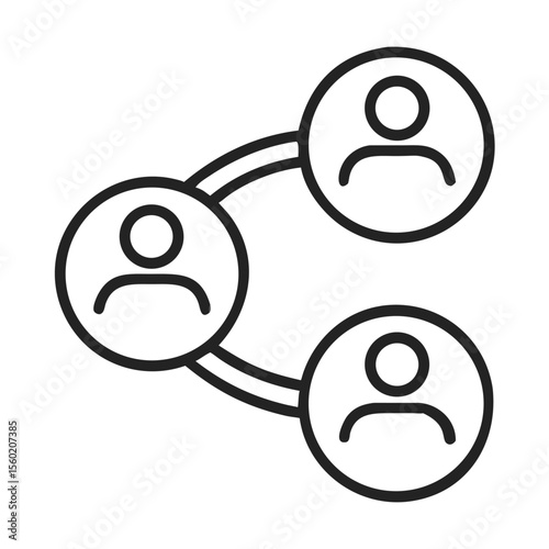Outline of interconnected user icons representing networking and collaboration.