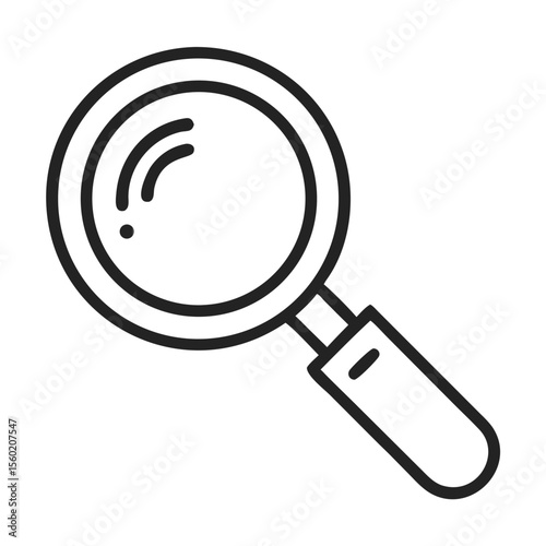 Illustration of a simple magnifying glass on a white background.