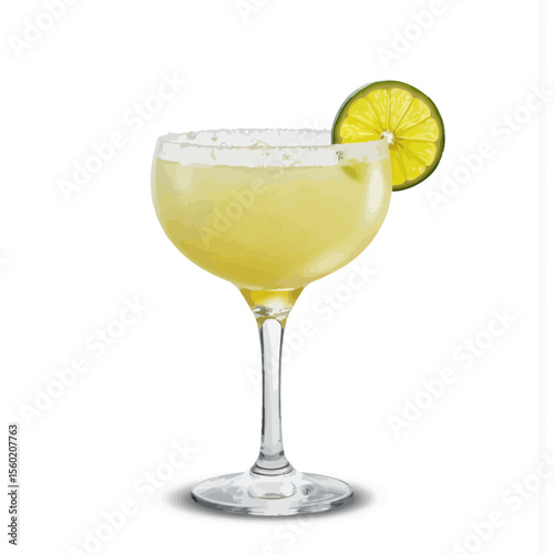 Margarita cocktail served in a glass with lime garnish  