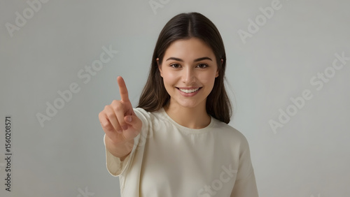 young woman pointing at you
