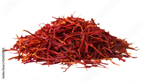Saffron Threads - A delicate arrangement of saffron threads on transparent background

