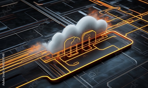 Digital representation of cloud computing and technological data transfer