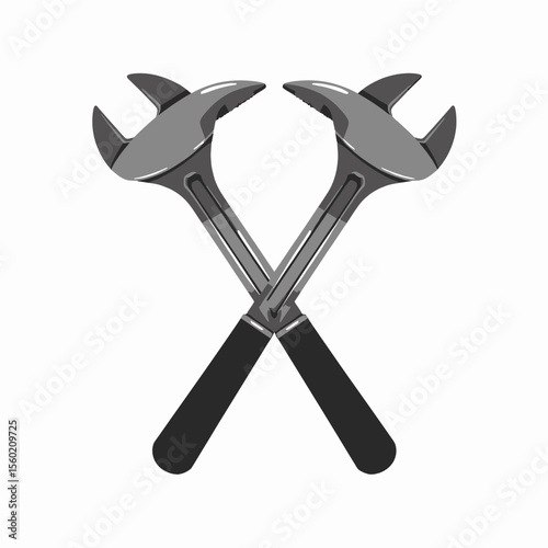 Crossed adjustable wrenches on white background  