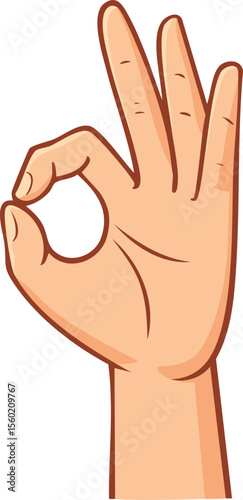 Cartoon hand forming an okay gesture, a positive affirmation symbol.