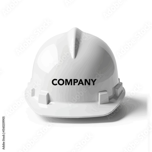 Construction helmet with company logo on white background  
