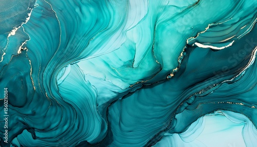 abstract turquoise liquid texture luxury background alcohol ink