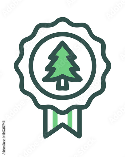 Green certification badge featuring a tree icon, symbolizing environmental sustainability and eco-friendliness
