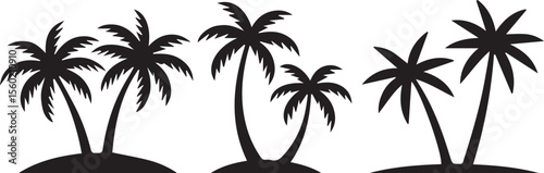 Palm tree silhouette tropical beach vector illustration