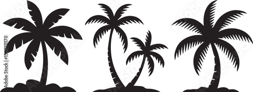 Palm tree silhouette tropical beach vector illustration