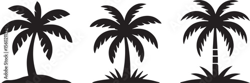 Palm tree silhouette tropical beach vector illustration