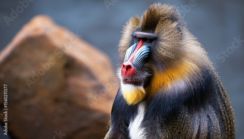 mandrill baboon sitting