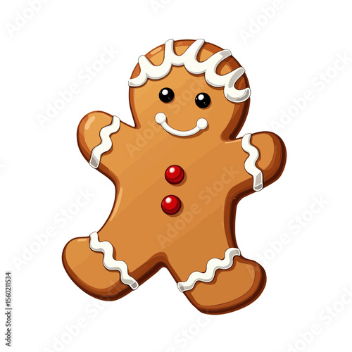 Gingerbread man cookie with icing and candy decoration  