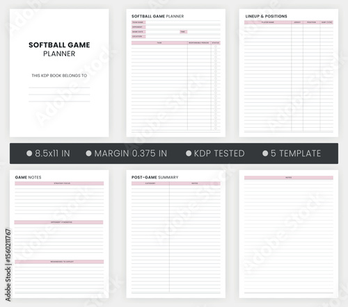 Softball Game Planner Printable Template, Softball Game Plan