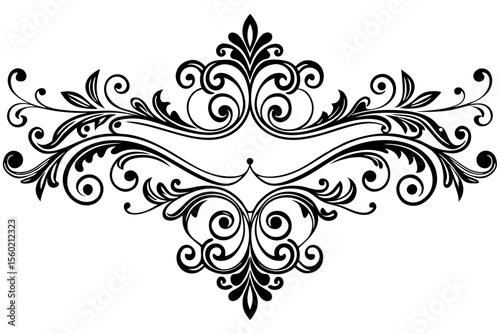 Vintage Decorative Divider with Ornate Swirls and Elegant Line Art for Classic Graphic Design Projects