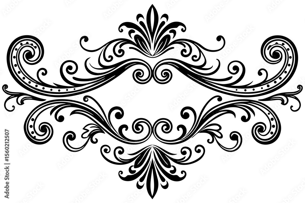 Fototapeta premium Vintage Decorative Divider with Ornate Swirls and Elegant Line Art for Classic Graphic Design Projects