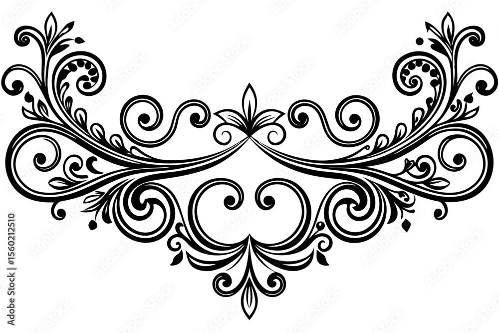 Fototapeta premium Vintage Decorative Divider with Ornate Swirls and Elegant Line Art for Classic Graphic Design Projects