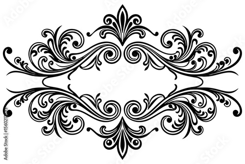 Vintage Decorative Divider with Ornate Swirls and Elegant Line Art for Classic Graphic Design Projects