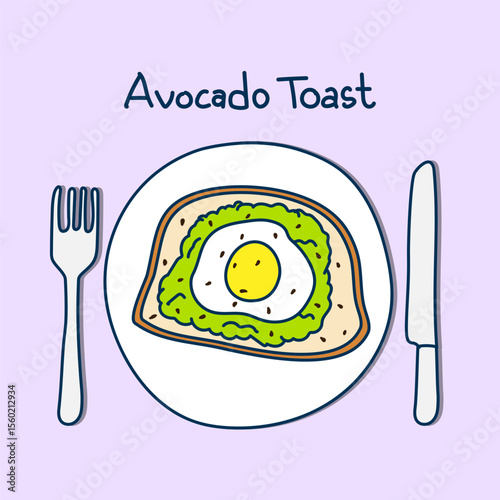 American Breakfast flatlay perspective handdrawn
