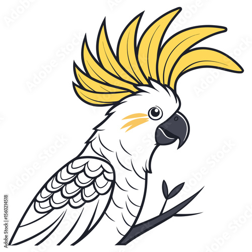 Royal Cockatoo Vector Illustration – Crowned Tropical Bird Design in Bold Style



