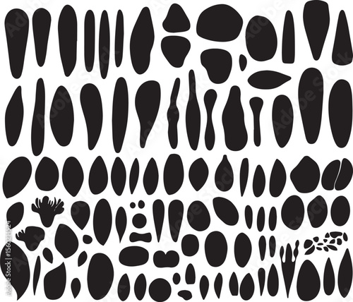 Gigantic collection of abstract blob shapes in varying sizes and organic forms, perfect for modern graphic design, artistic backgrounds, digital illustrations, and unique creative projects

