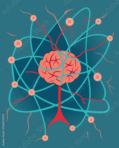 A tangled web of neurons depicts the confusion and struggle of cognitive dissonance with no clear path to resolution.. Vector illustration