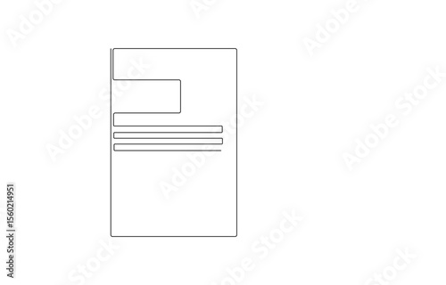 Research and Document Review Process, Simple Continuous Line Drawing of a Document, Document and Pen in a Single Line, Simple Line Art Illustration of a Document