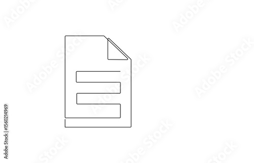 Research and Document Review Process, Simple Continuous Line Drawing of a Document, Document and Pen in a Single Line, Simple Line Art Illustration of a Document