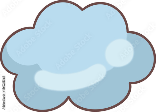 Small blue cloud cartoon on transparent background