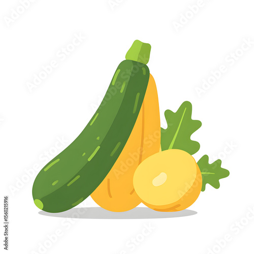 Fresh vegetables including zucchini, yellow squash, and potato  