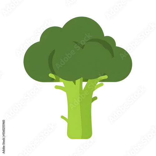 Cartoon broccoli vegetable illustration in bright green colors  
