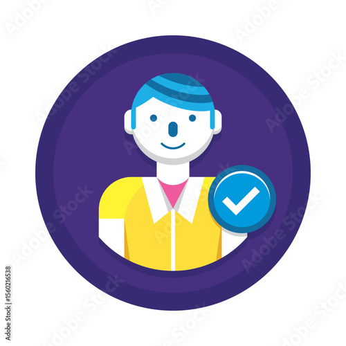 Approved user profile icon vector illustration for social media and user interface design needs