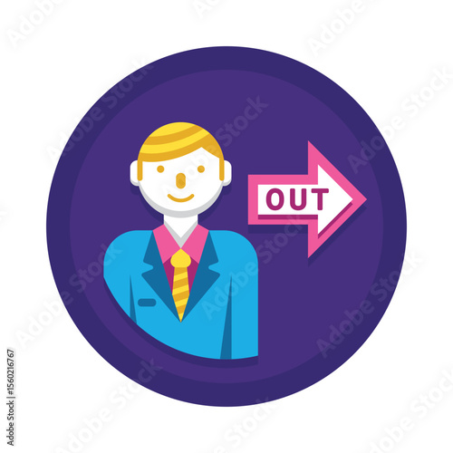 Employee leaving company icon vector illustration concept for job change and resignation