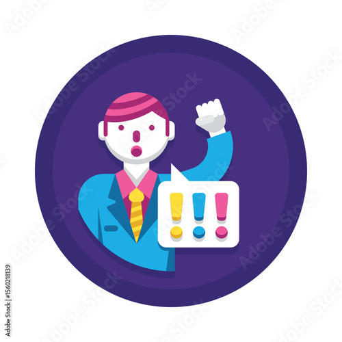 Find political activist vector illustration with speech bubble and raised fist image online