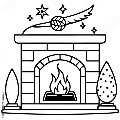 Warm Hearth Scene Vector 