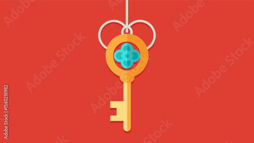A pendant in the shape of a key symbolizing the unlocking of memories and the importance of keeping the brain active and engaged.. Vector illustration