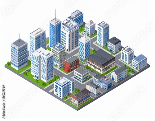 アイソメトリック　街