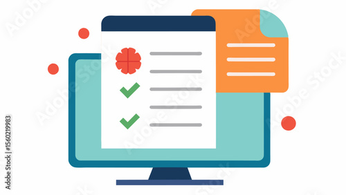 A digital file containing a patients cognitive assessment results used to help track any changes or decline in cognitive abilities over time.. Vector illustration