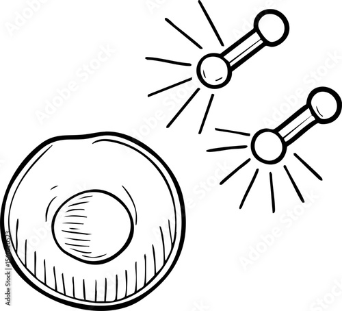 Immunotherapy concept illustrated with immune cell and antibody interaction simple sketch style