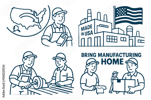 Manufacturing workers USA, factory, teamwork, production, pride work, home industry