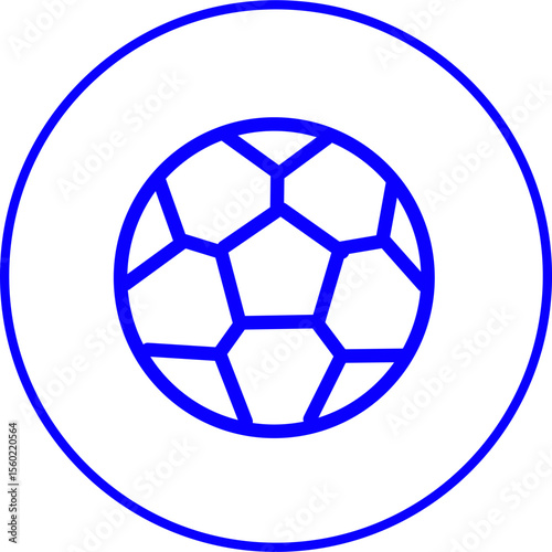 blue line icon futsal ball in circle. Blue line icon futsal theme in circle