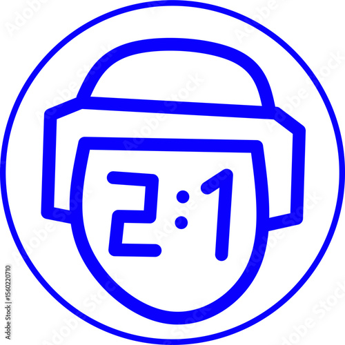 blue line icon scoreboard in circle. Blue line icon futsal theme in circle