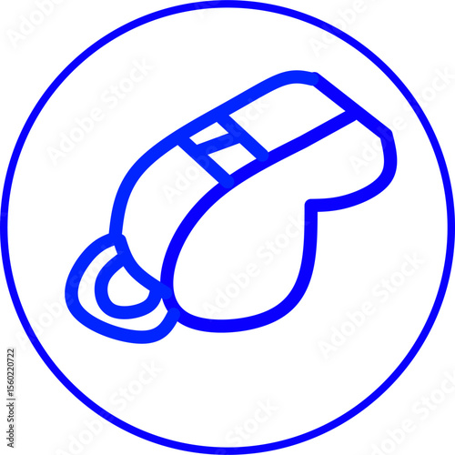 blue line icon whistle in circle. Blue line icon futsal theme in circle