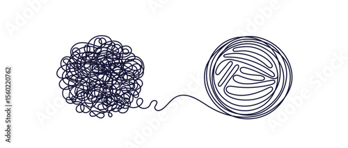 Tangle of thoughts Human brain Stress, vector sign