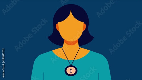 A person wearing a necklace with a pendant that says I am enough as a reminder of their worth.. Vector illustration