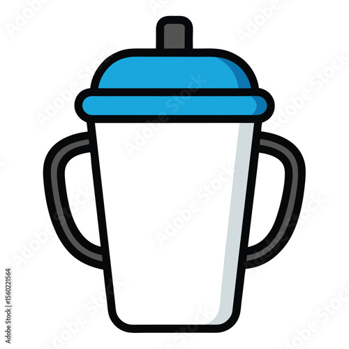 Baby milk cup icon Outline baby milk cup vector icon color flat