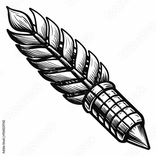 Vintage Feather Quill Pen Illustration for Writing Blogs, Creative Services, Educational Materials, Literary Content, and Artistic Projects  