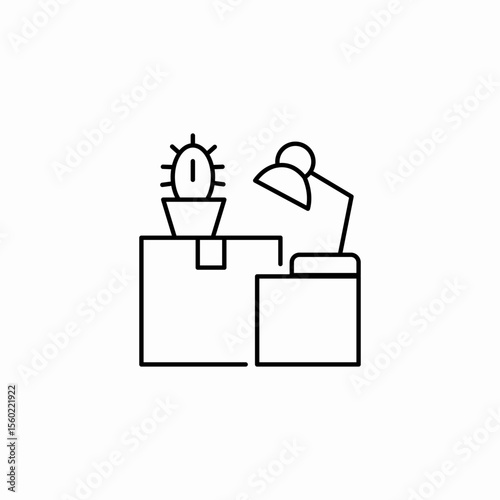 office items on boxes icon sign vector