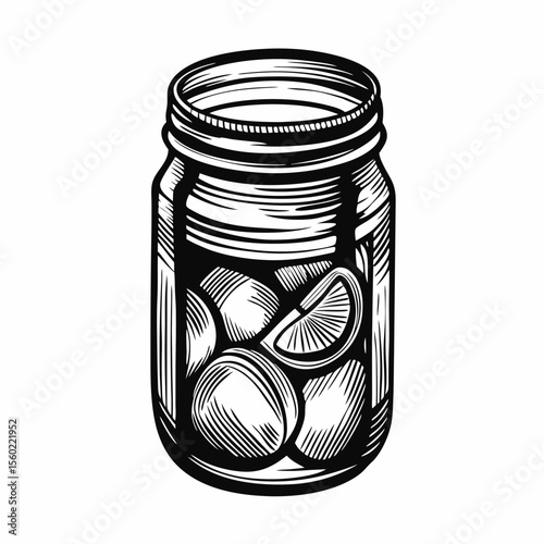Jar with Lemons and Limes in Vintage Style for Beverage Blogs, Recipe Websites, Healthy Living Articles, Food Preservation Content, and Eco-Friendly Lifestyle Publications  