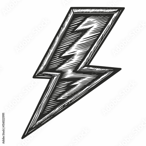 Black and White Lightning Bolt Illustration for Graphic Design, Energy Concepts, Creative Projects, and Branding Solutions  