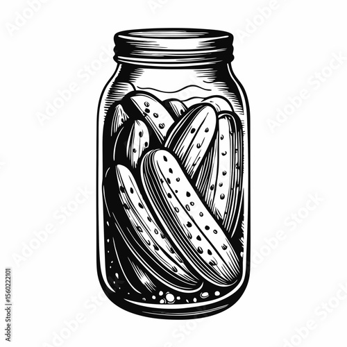 Pickled Cucumbers in Glass Jar Illustrating Home Preservation Techniques for Food Blogs, Culinary Websites, Recipe Cards, and Kitchen Decor  